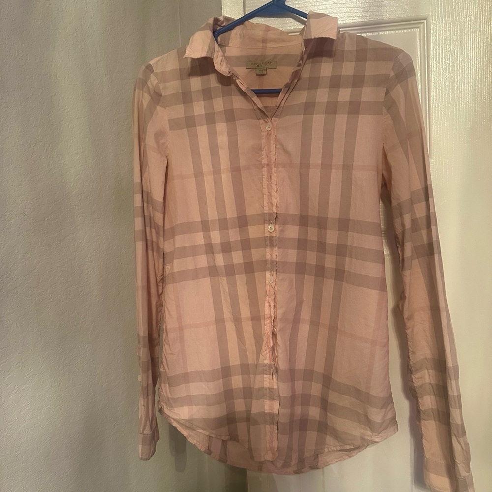Burberry Light Pink Plaid Shirt